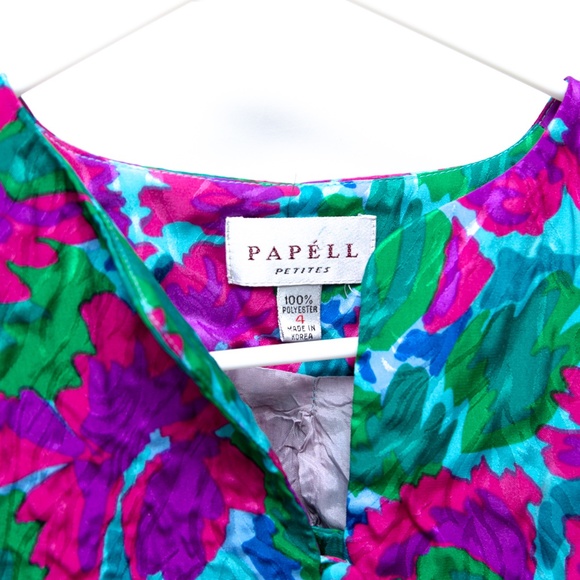 Papéll Women's Petites Size 4 Floral Jacket - Fuchsia / Green - Picture 3 of 4